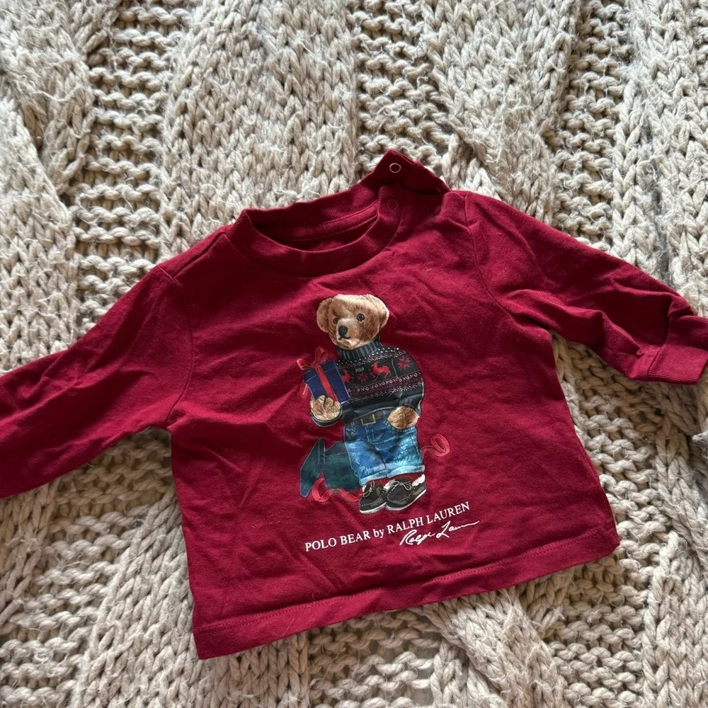Ralph Lauren Infant Red Bear Graphic Shirt - Picture 1 of 3